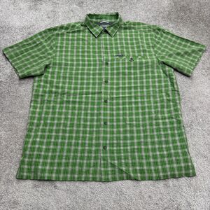 Columbia Button Down Shirt Mens 2XL Green Plaid Short Sleeve Casual Outdoor Top